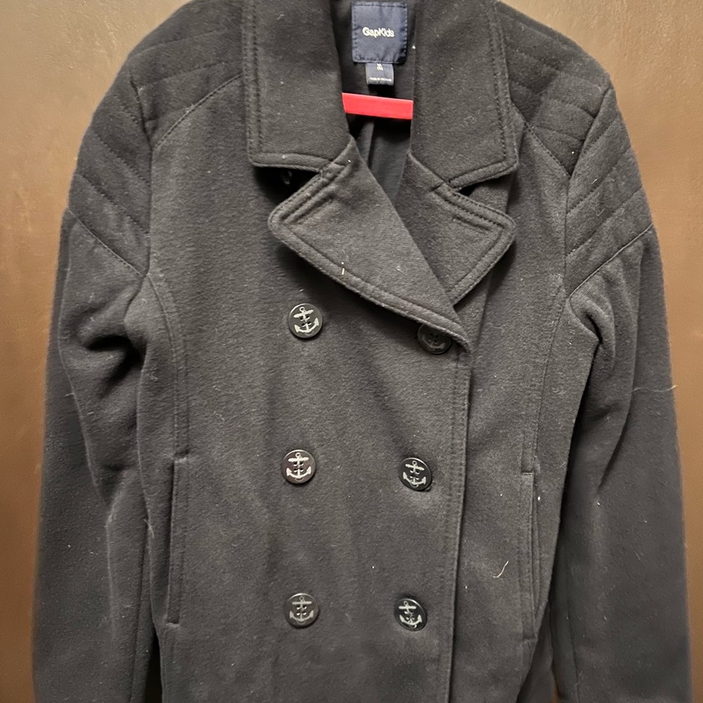 Gap Black Peacoat with Anchor Buttons